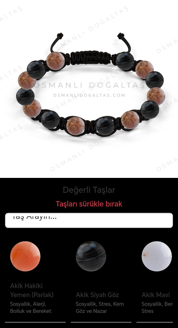 Özel Tasarım Makrome Bileklik - 14 Taş - Özel Tasarım Görseli