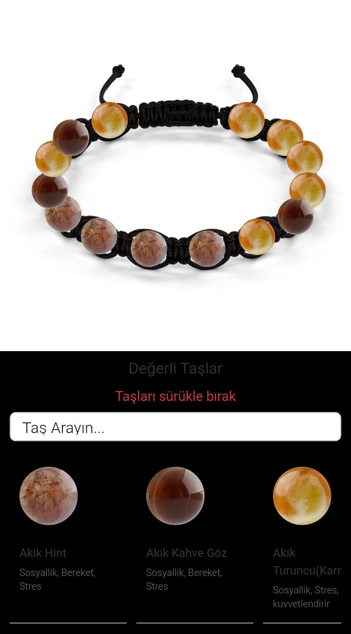Özel Tasarım Makrome Bileklik - 14 Taş - Özel Tasarım Görseli