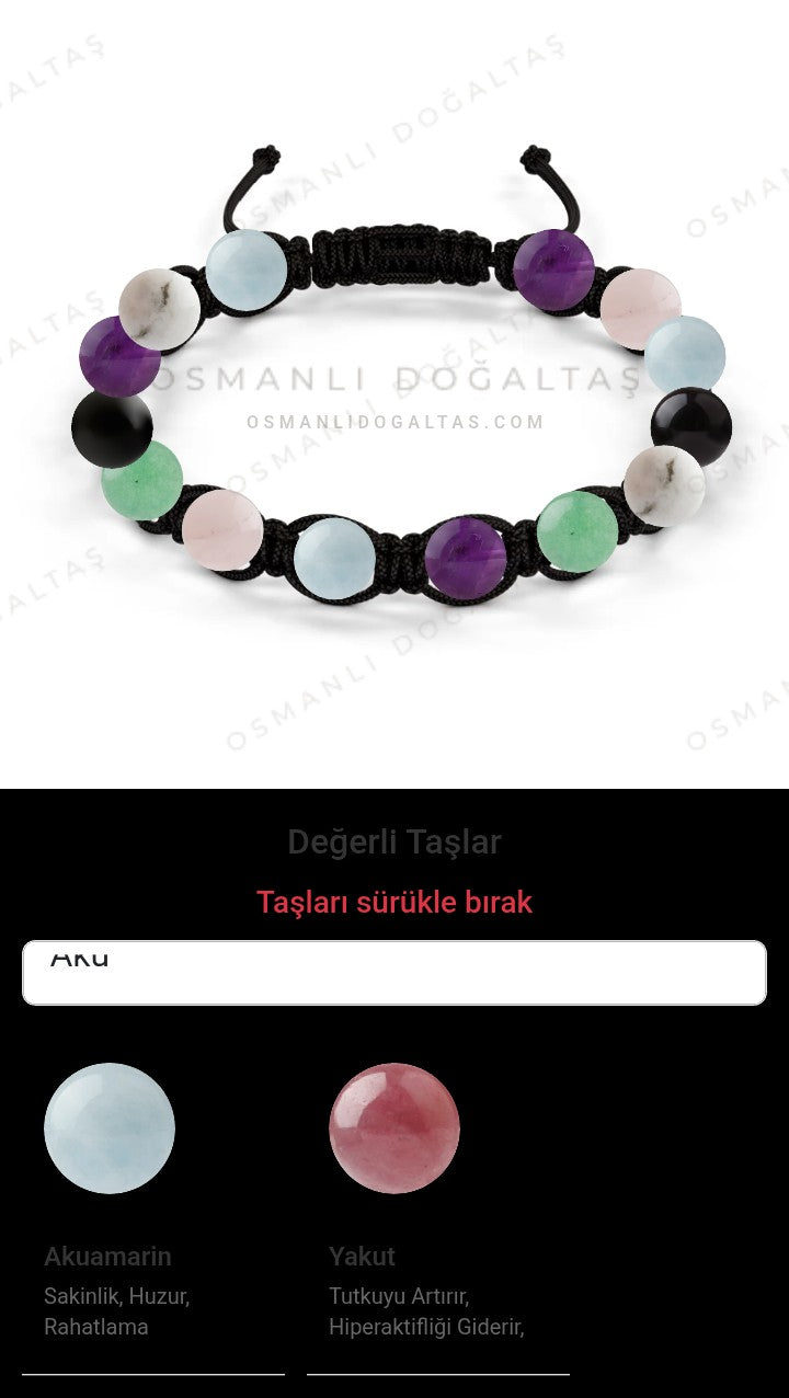Özel Tasarım Makrome Bileklik - 14 Taş - Özel Tasarım Görseli