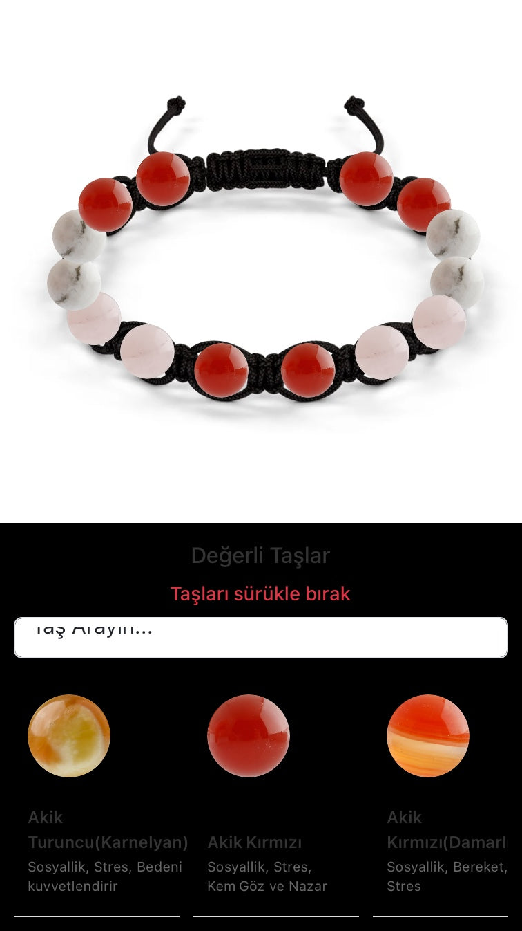 Özel Tasarım Makrome Bileklik - 14 Taş - Özel Tasarım Görseli