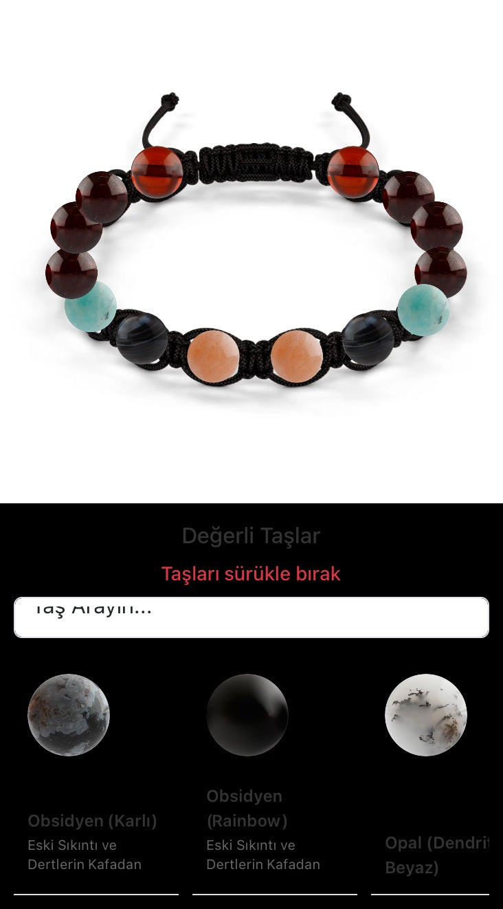 Özel Tasarım Makrome Bileklik - 14 Taş - Özel Tasarım Görseli