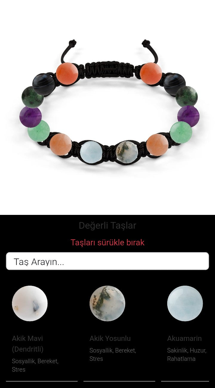 Özel Tasarım Makrome Bileklik - 14 Taş - Özel Tasarım Görseli