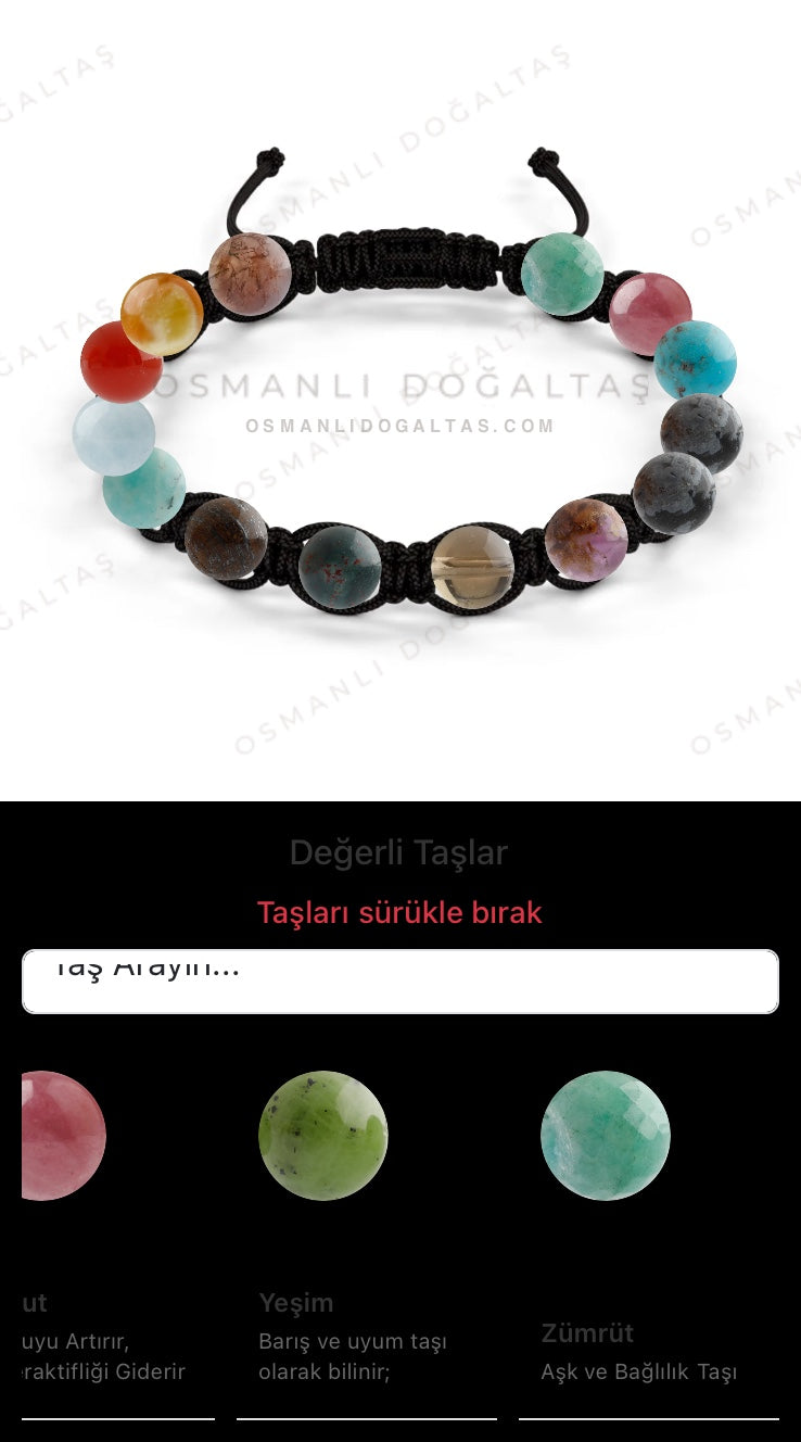 Özel Tasarım Makrome Bileklik - 14 Taş - Özel Tasarım Görseli