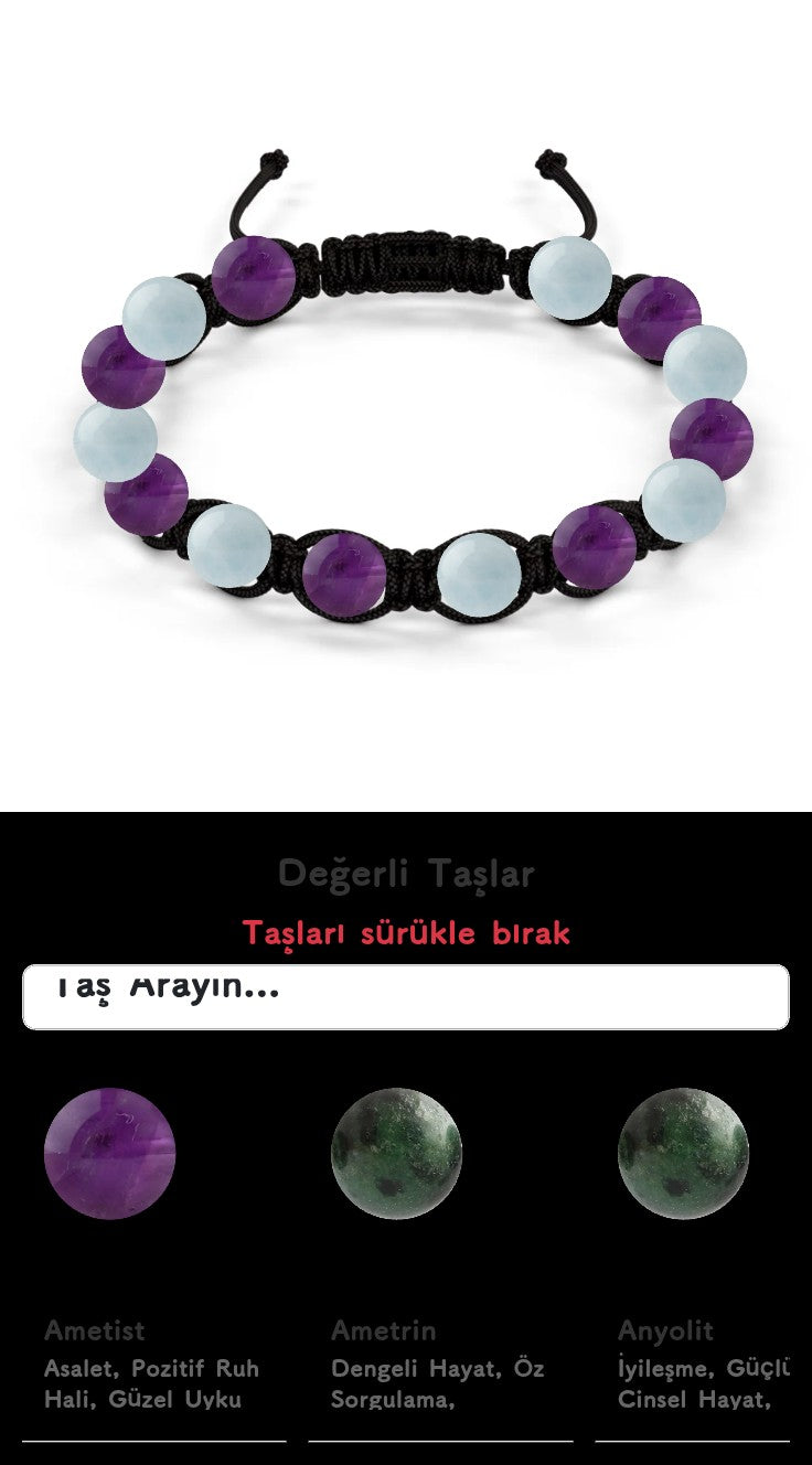 Özel Tasarım Makrome Bileklik - 14 Taş - Özel Tasarım Görseli