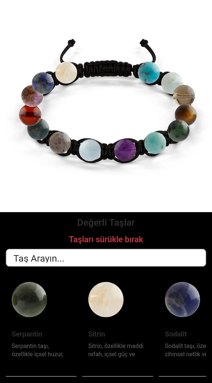 Özel Tasarım Makrome Bileklik - 14 Taş - Özel Tasarım Görseli