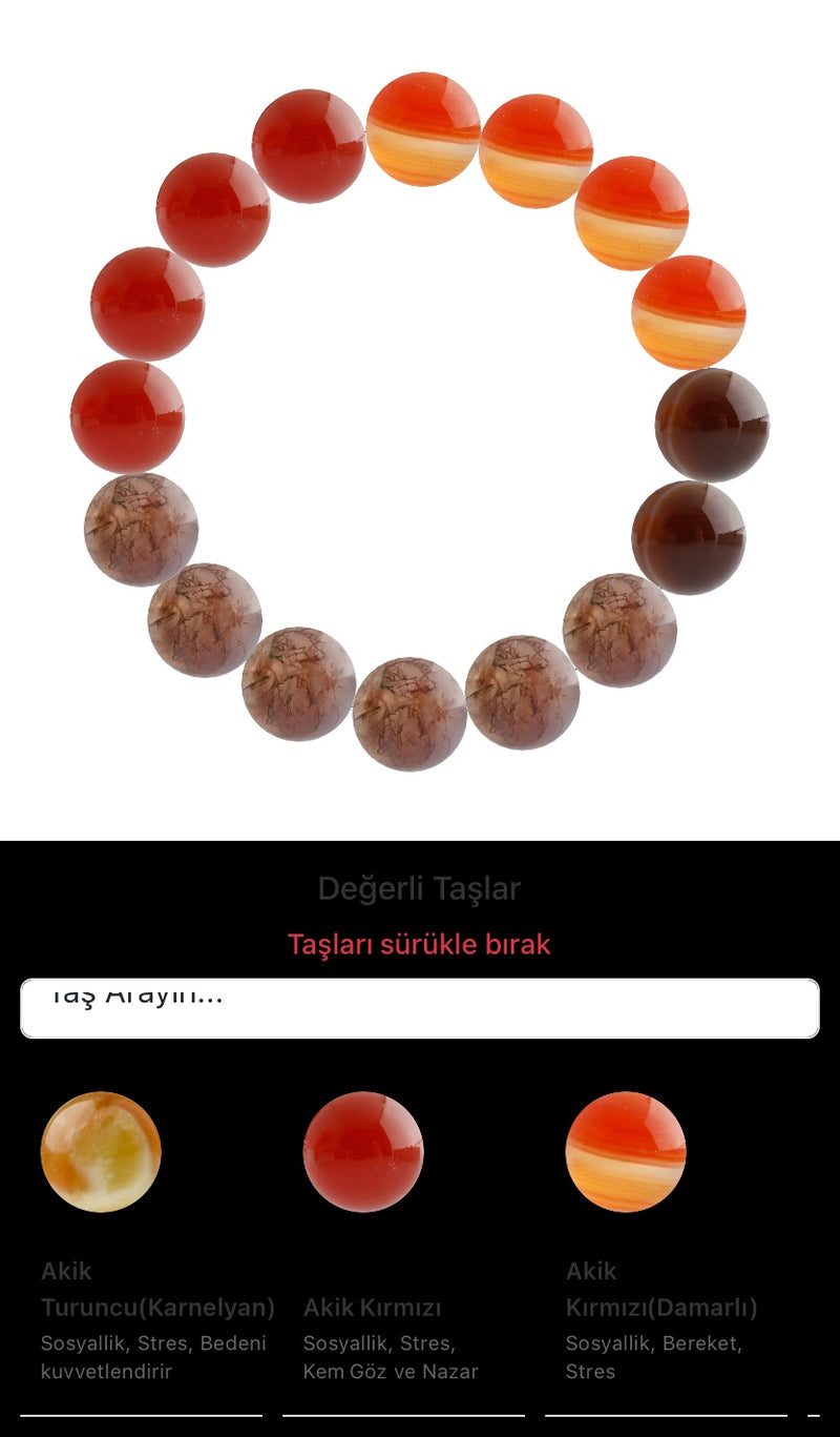Özel Tasarım Elastik Misineli - 16 Taş