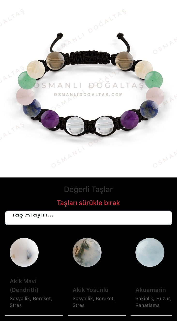 Özel Tasarım Makrome Bileklik - 14 Taş - Özel Tasarım Görseli