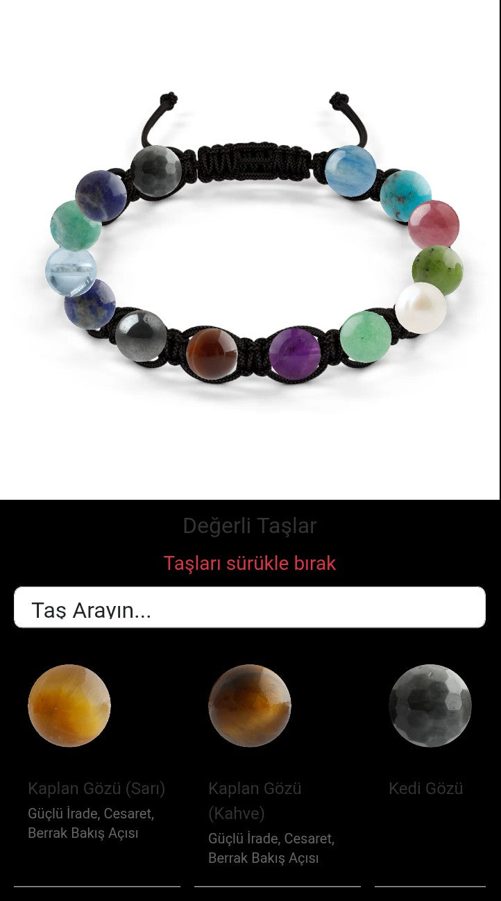 Özel Tasarım Makrome Bileklik - 14 Taş - Özel Tasarım Görseli