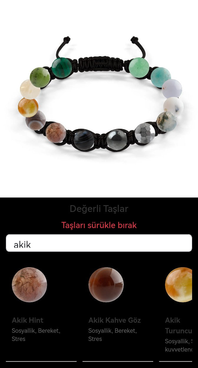 Özel Tasarım Makrome Bileklik - 14 Taş - Özel Tasarım Görseli