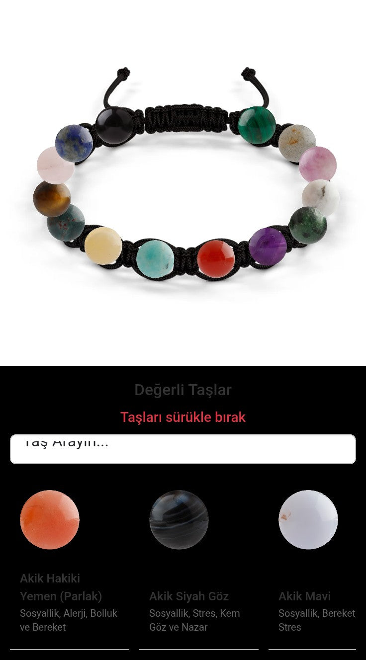 Özel Tasarım Makrome Bileklik - 14 Taş - Özel Tasarım Görseli