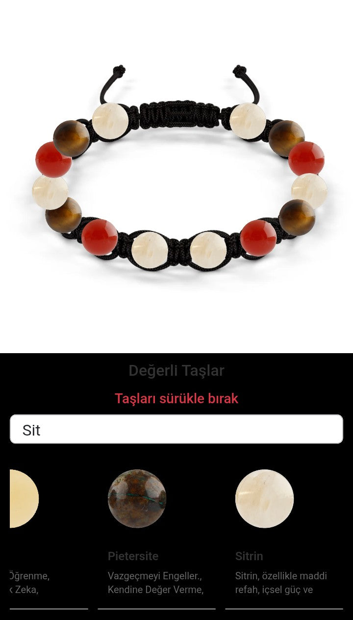 Özel Tasarım Makrome Bileklik - 14 Taş - Özel Tasarım Görseli