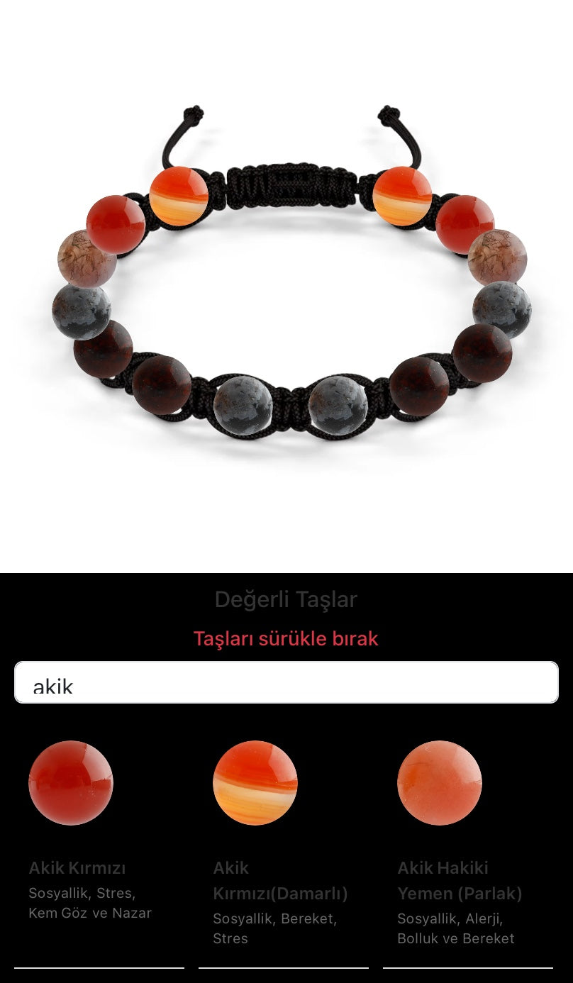 Özel Tasarım Makrome Bileklik - 14 Taş - Özel Tasarım Görseli