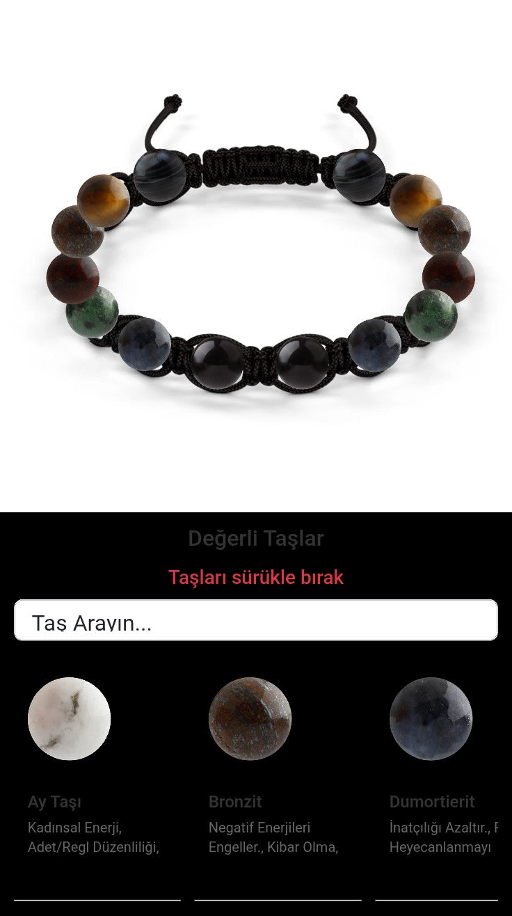 Özel Tasarım Makrome Bileklik - 14 Taş - Özel Tasarım Görseli