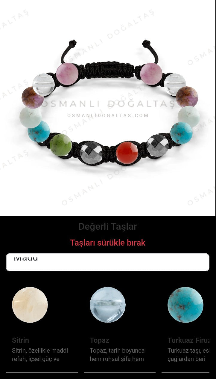 Özel Tasarım Makrome Bileklik - 14 Taş - Özel Tasarım Görseli