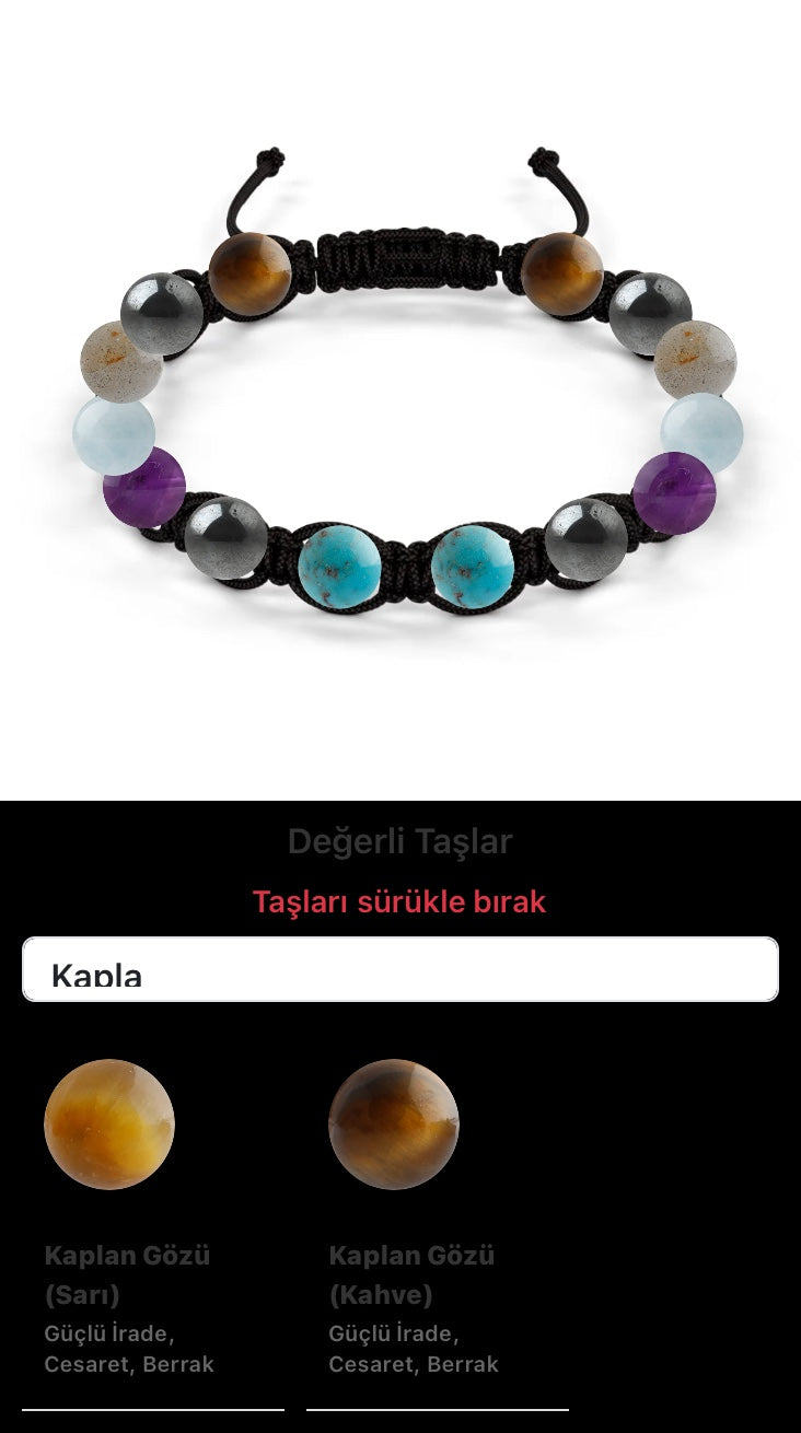 Özel Tasarım Makrome Bileklik - 14 Taş - Özel Tasarım Görseli