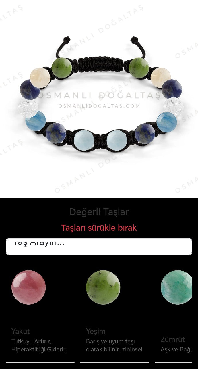 Özel Tasarım Makrome Bileklik - 14 Taş - Özel Tasarım Görseli