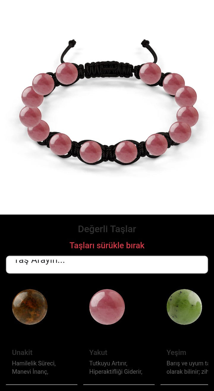 Özel Tasarım Makrome Bileklik - 14 Taş - Özel Tasarım Görseli