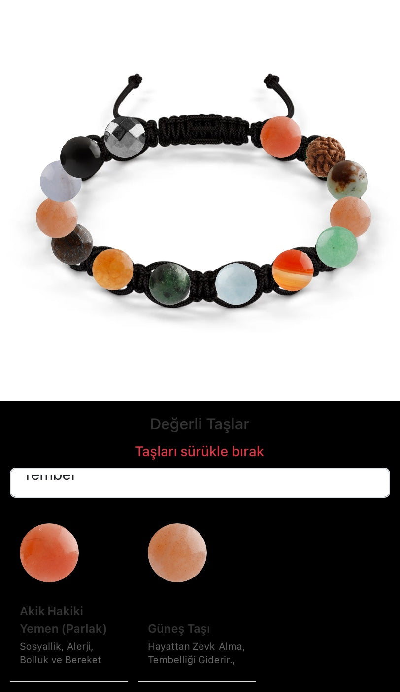 Özel Tasarım Makrome Bileklik - 14 Taş - Özel Tasarım Görseli