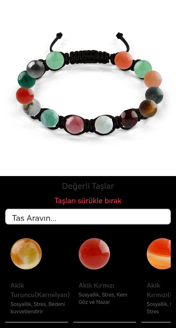Özel Tasarım Makrome Bileklik - 14 Taş - Özel Tasarım Görseli