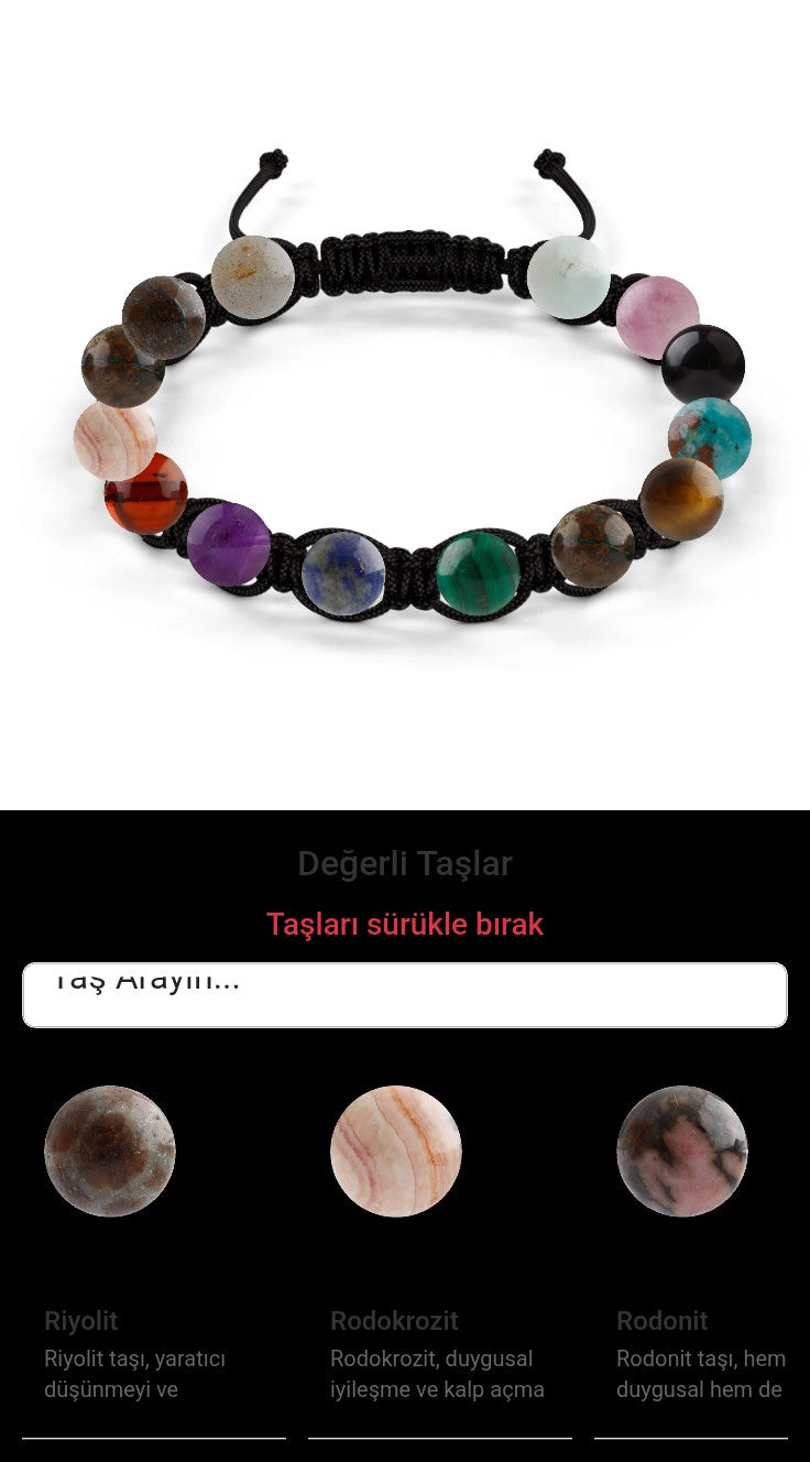 Özel Tasarım Makrome Bileklik - 14 Taş - Özel Tasarım Görseli