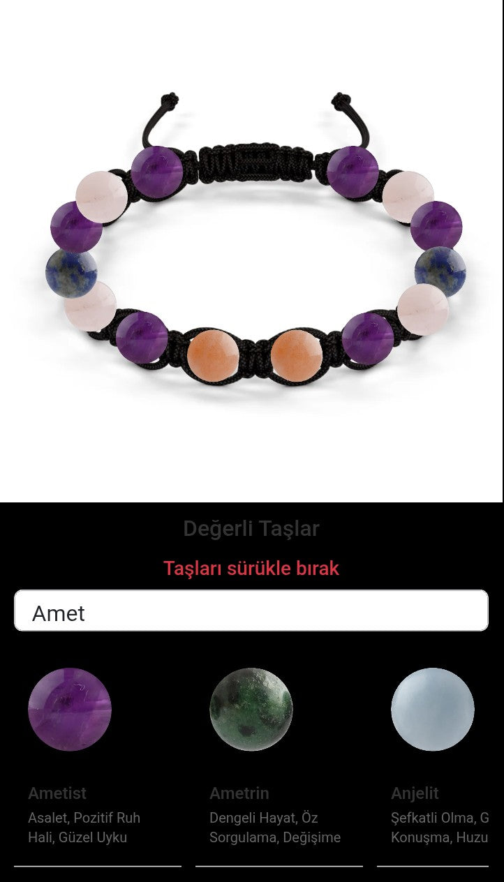 Özel Tasarım Makrome Bileklik - 14 Taş - Özel Tasarım Görseli