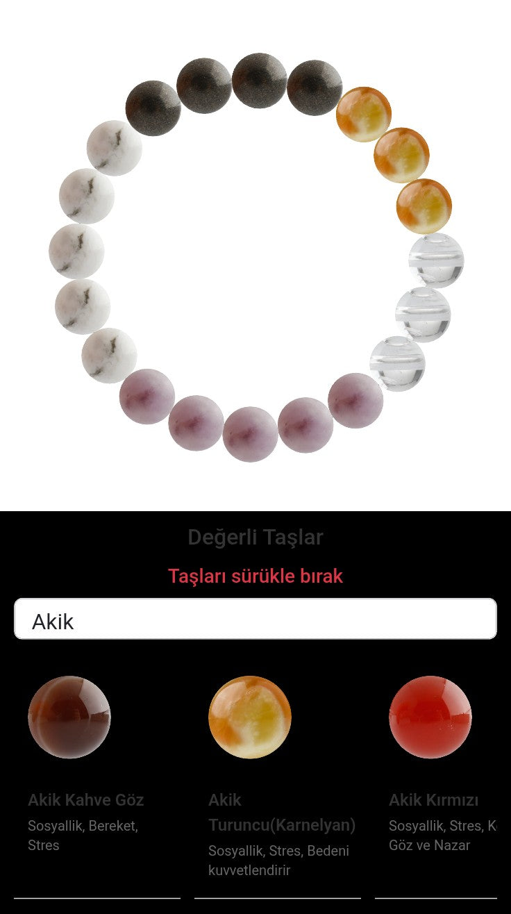Özel Tasarım Elastik Misineli - 20 Taş - Özel Tasarım Görseli
