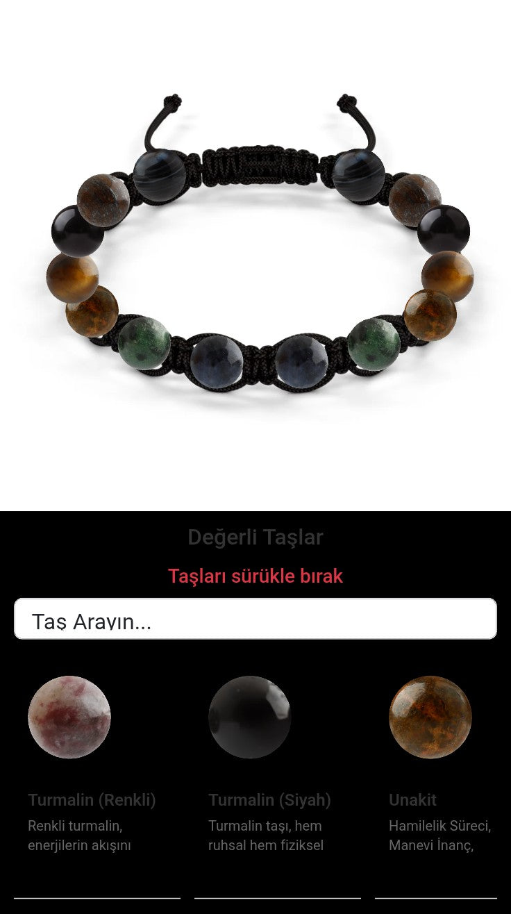 Özel Tasarım Makrome Bileklik - 14 Taş - Özel Tasarım Görseli