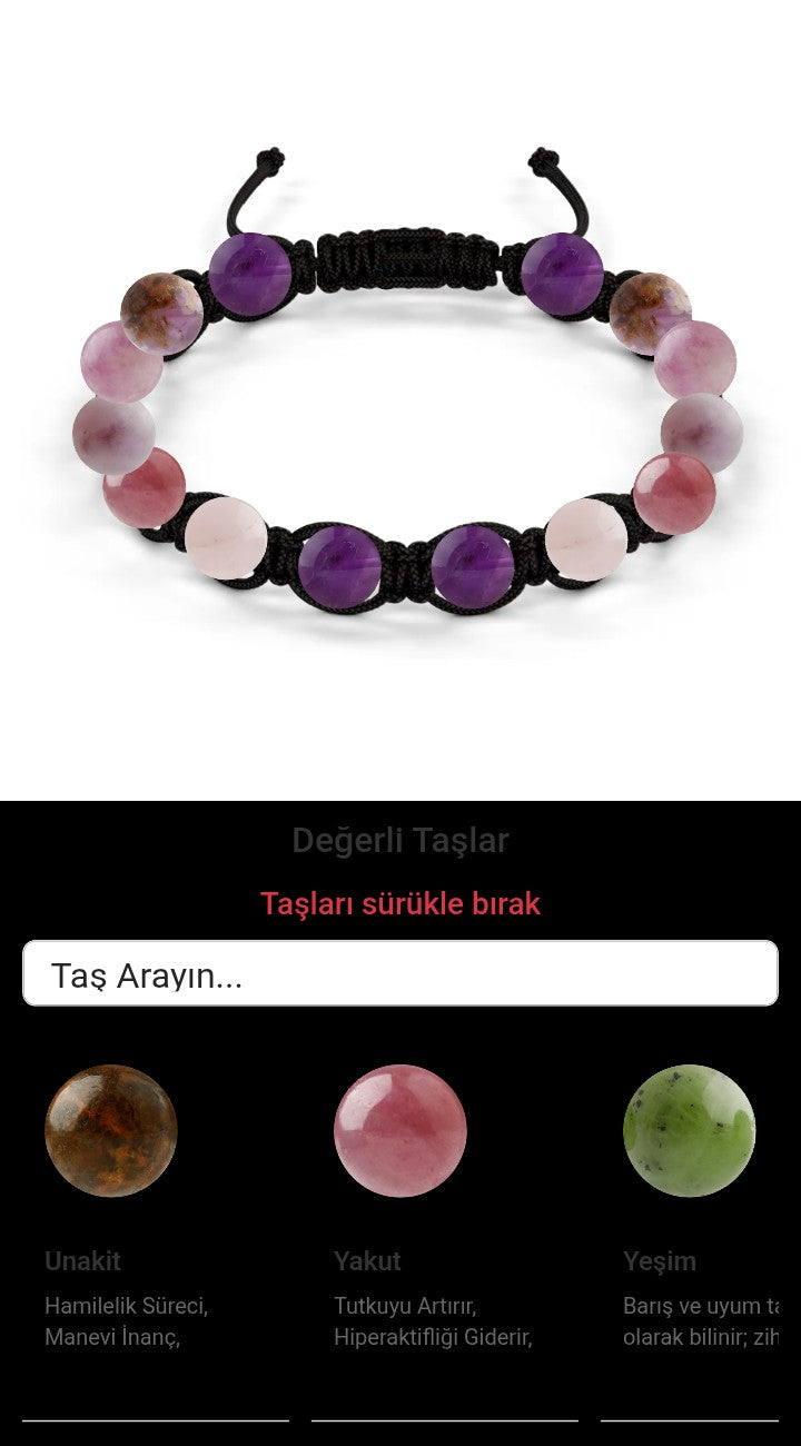 Özel Tasarım Makrome Bileklik - 14 Taş - Özel Tasarım Görseli