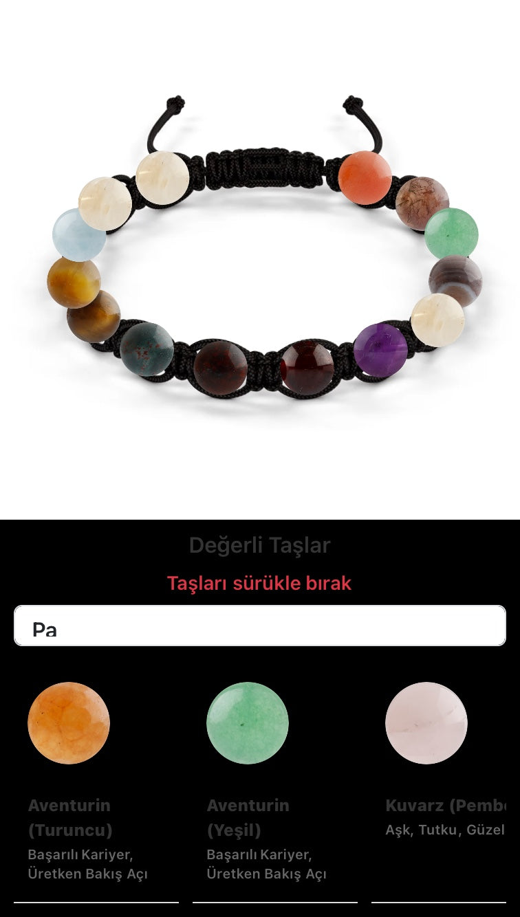 Özel Tasarım Makrome Bileklik - 14 Taş - Özel Tasarım Görseli
