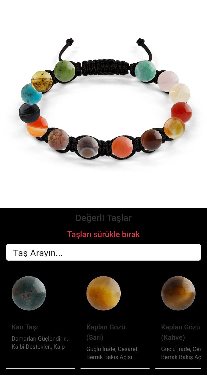 Özel Tasarım Makrome Bileklik - 14 Taş - Özel Tasarım Görseli