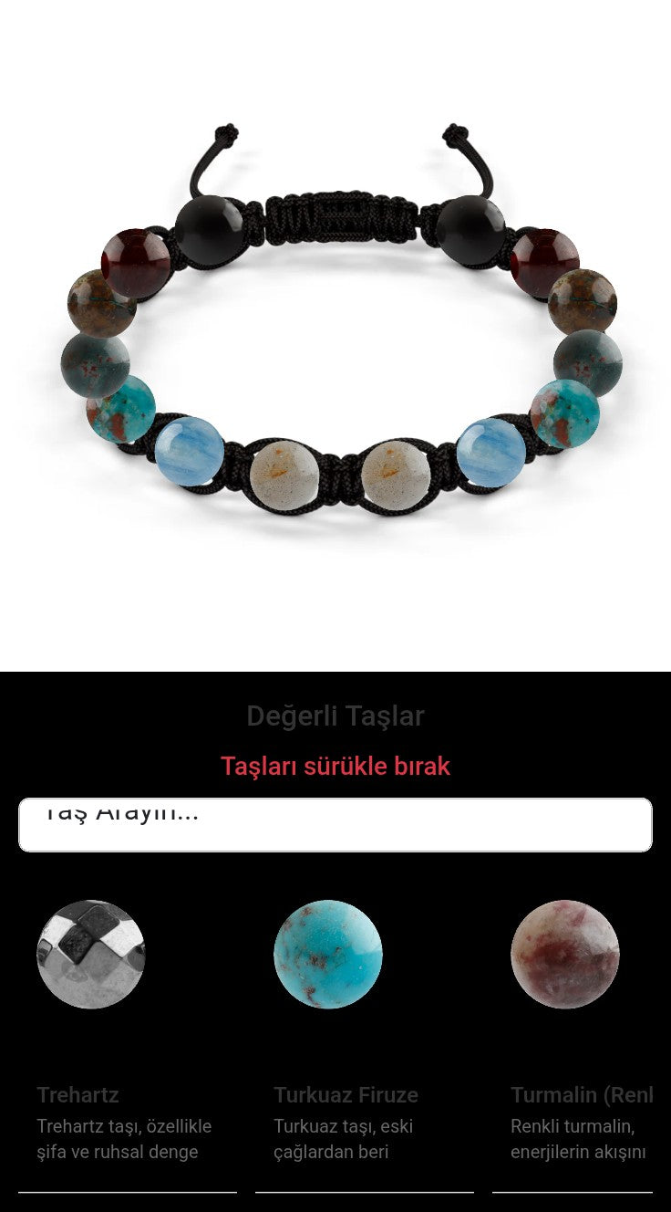 Özel Tasarım Makrome Bileklik - 14 Taş