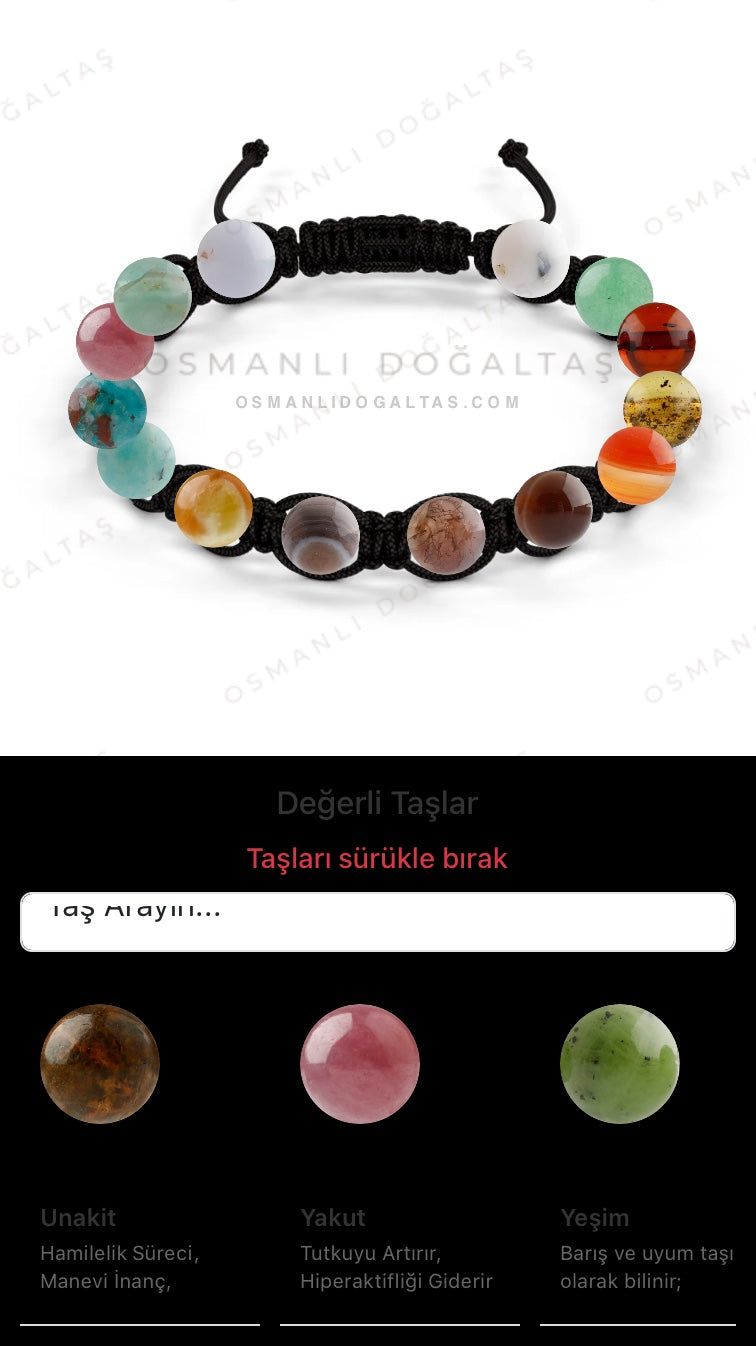 Özel Tasarım Makrome Bileklik - 14 Taş - Özel Tasarım Görseli