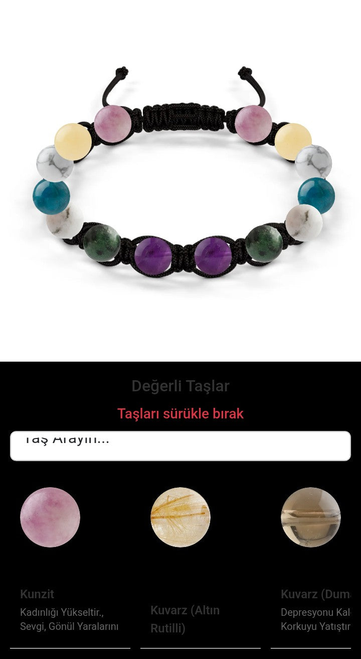Özel Tasarım Makrome Bileklik - 14 Taş