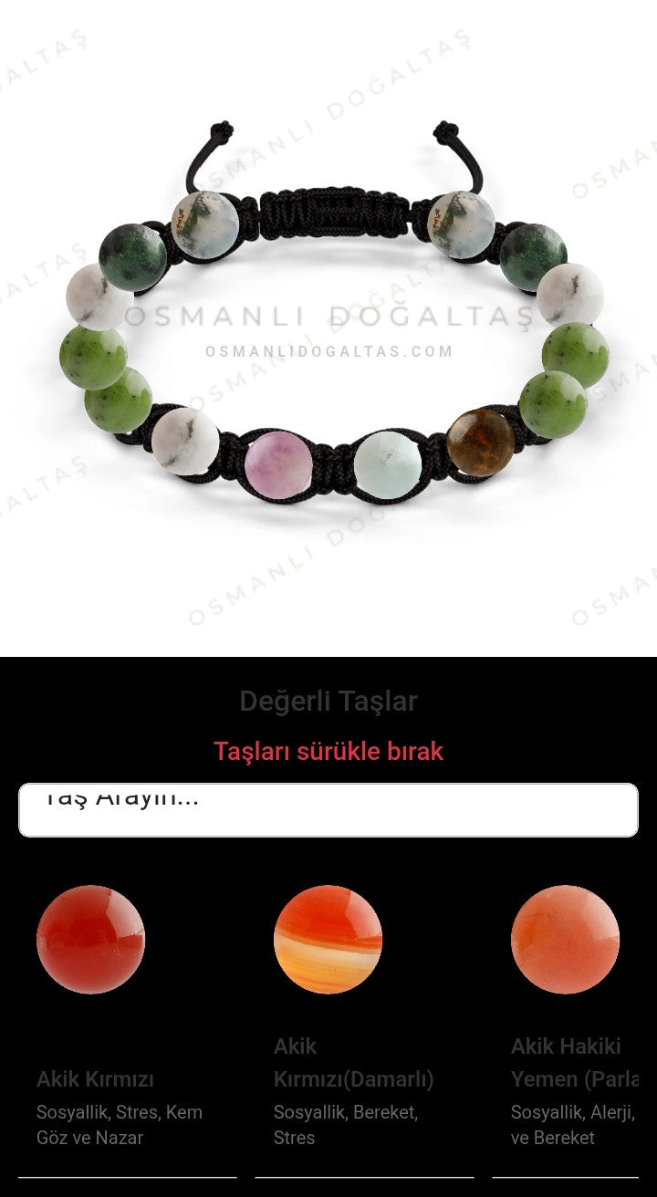 Özel Tasarım Makrome Bileklik - 14 Taş - Özel Tasarım Görseli