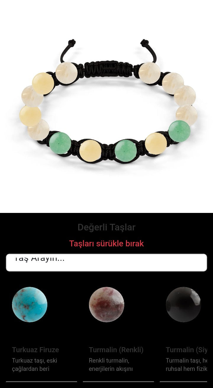 Özel Tasarım Makrome Bileklik - 14 Taş - Özel Tasarım Görseli