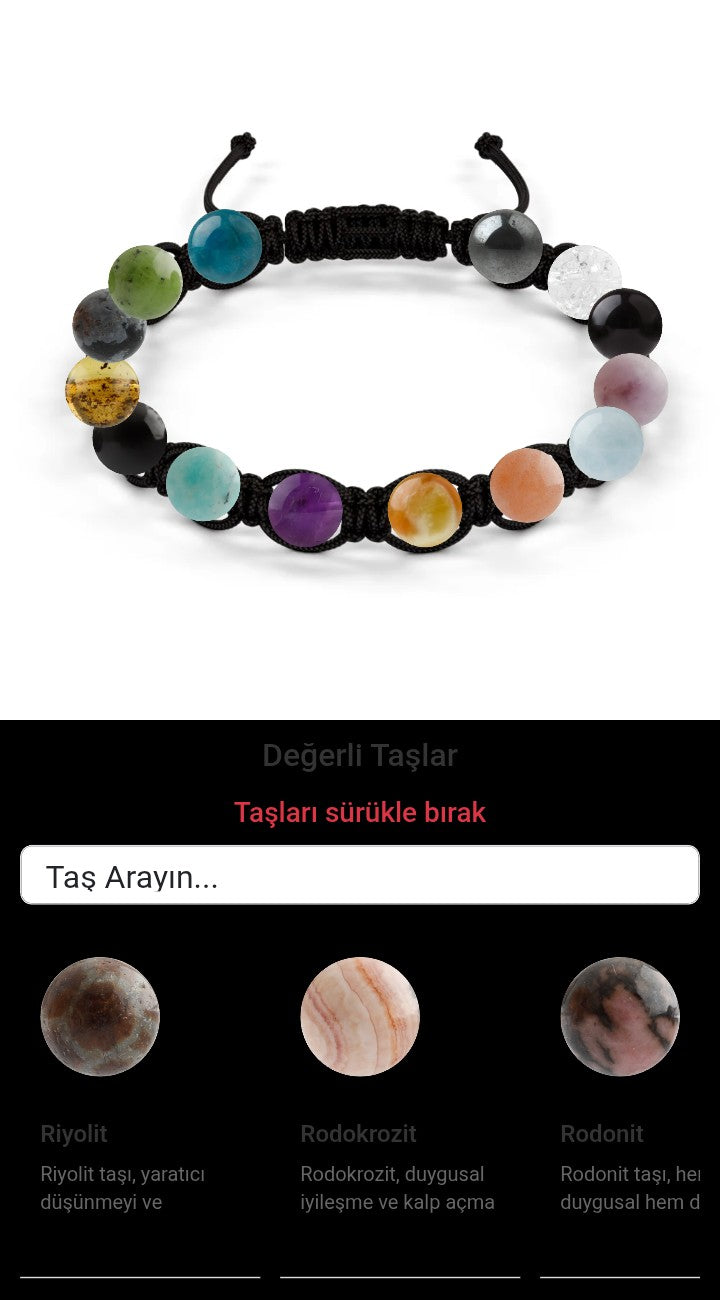 Özel Tasarım Makrome Bileklik - 14 Taş - Özel Tasarım Görseli