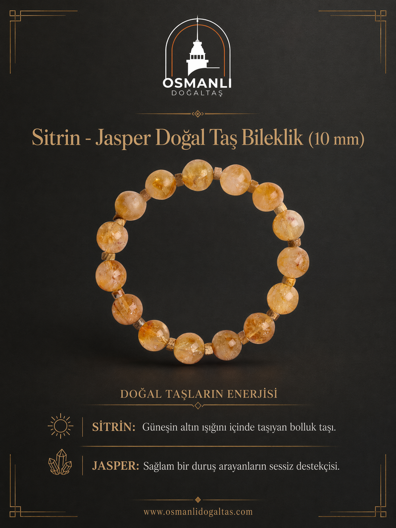 Sitrin - Jasper Doğal Taş Bileklik (10 mm)