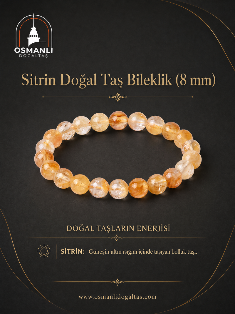 Sitrin Doğal Taş Bileklik (8 mm)