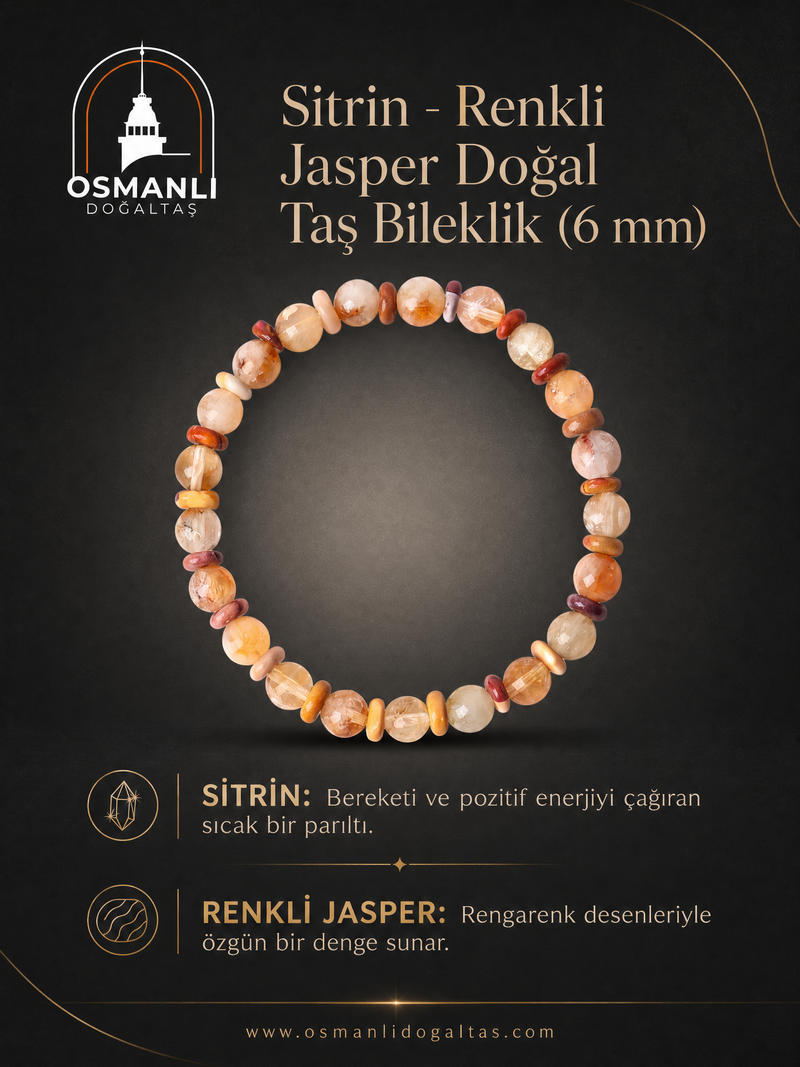 Sitrin - Renkli Jasper Doğal Taş Bileklik (6 mm)