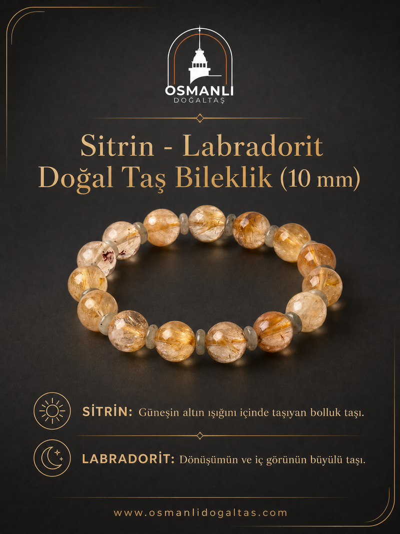 Sitrin - Labradorit Doğal Taş Bileklik (10 mm)