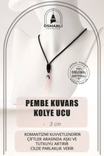 Pembe Kuvars Doğal Taş Kolye Ucu 3cm