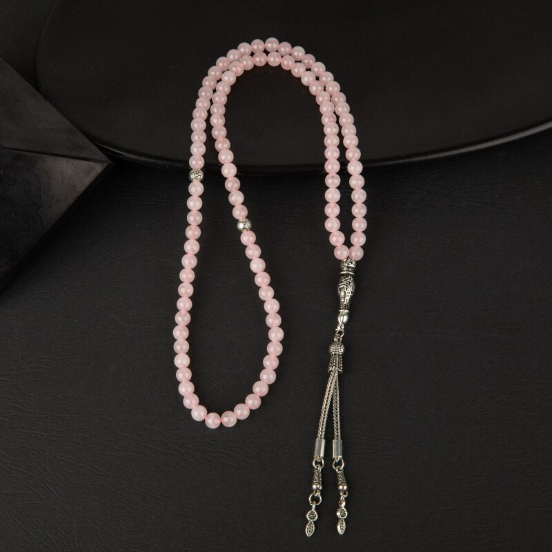 Pembe Kuvars (Gül Kuvars) Doğal Taş Tesbih 99luk - 6mm