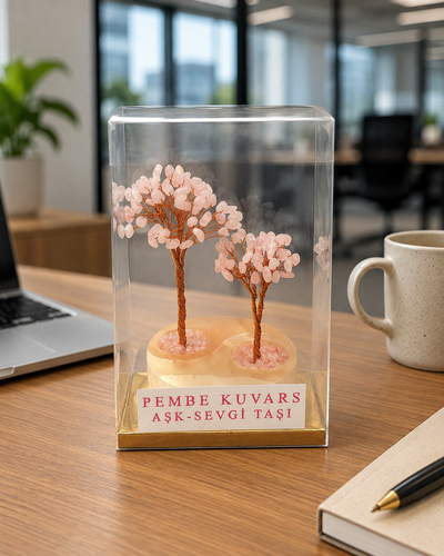 Pembe Kuvars Yin Yang Taban