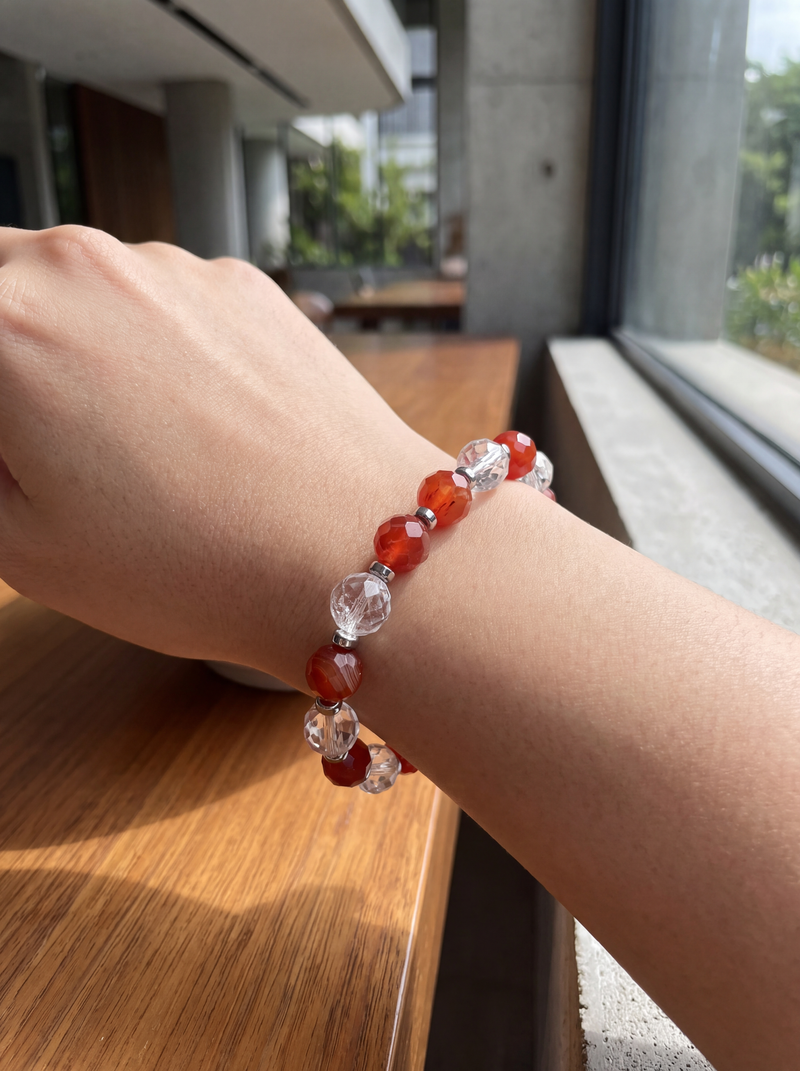 Akik - Kristal Kuvars Doğal Taş Bileklik Faset Kesim 8 mm