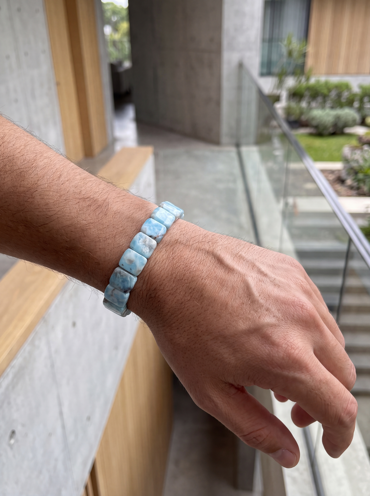 Larimar Doğal Taş Geniş Kesim Bileklik