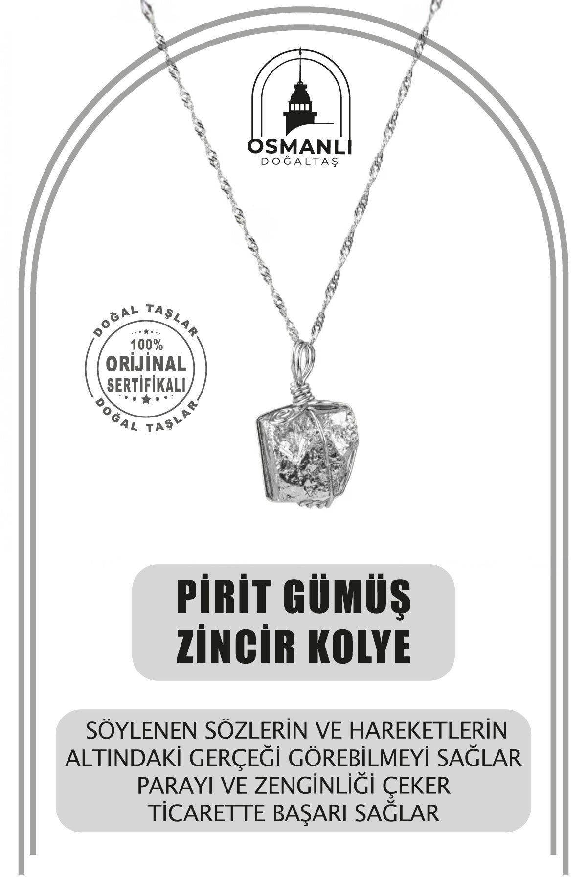 Prit Doğal Taş Gümüş Zincir Kolye