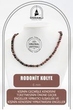 Rodonit 6 mm Dizi Doğal Taş Kolye