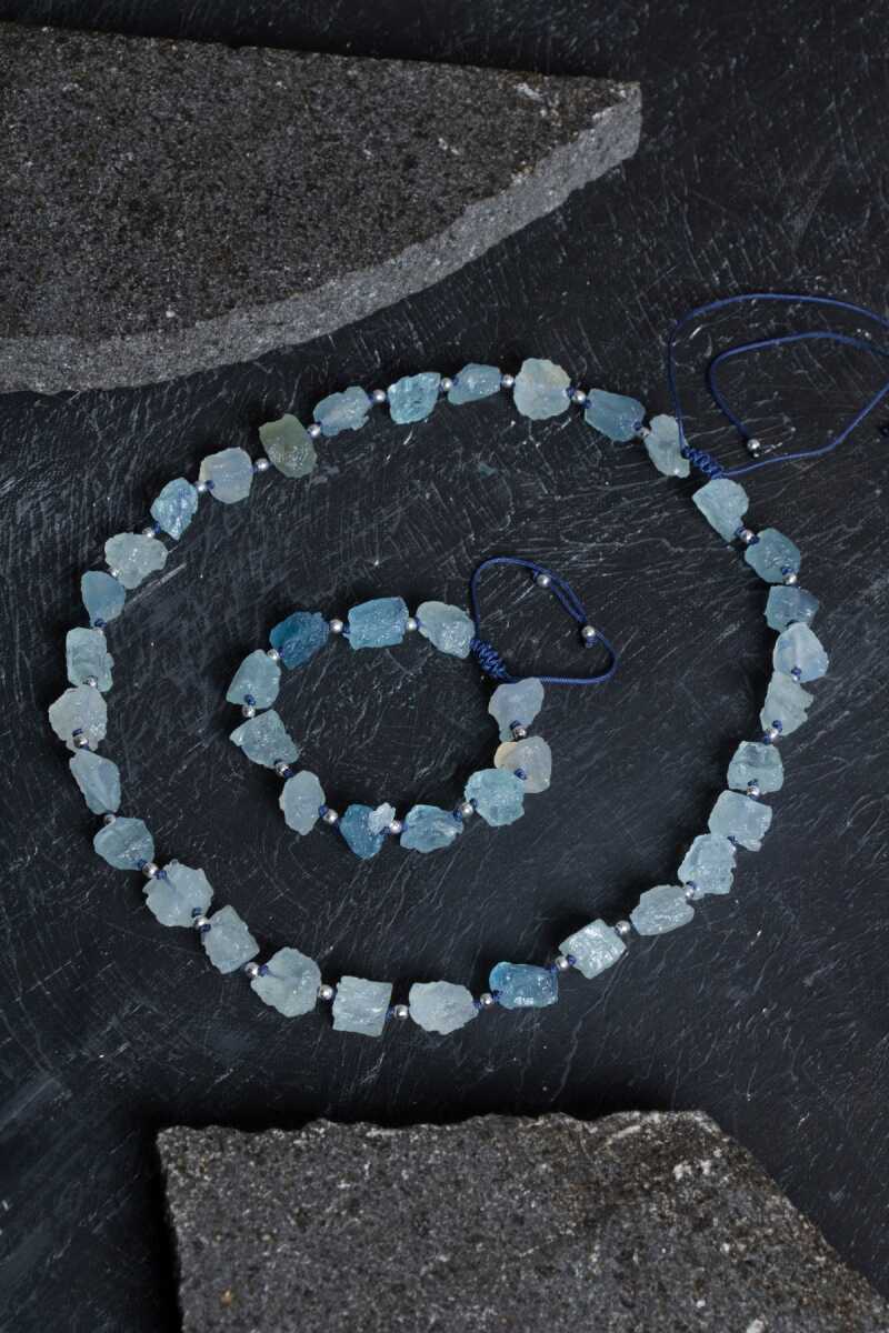 Sertifikalı Akuamarin Doğal Taş Set