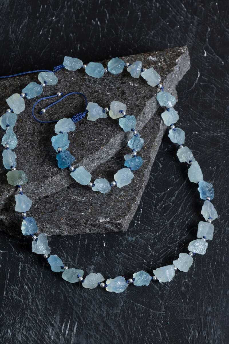 Sertifikalı Akuamarin Doğal Taş Set