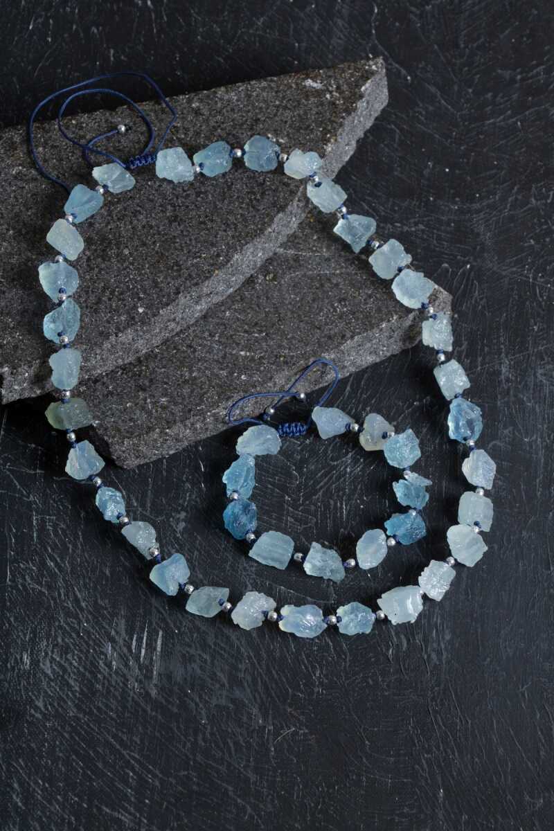 Sertifikalı Akuamarin Doğal Taş Set